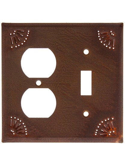 Pierced Country Tin Toggle/Duplex Combo Plate in Rustic Tin.